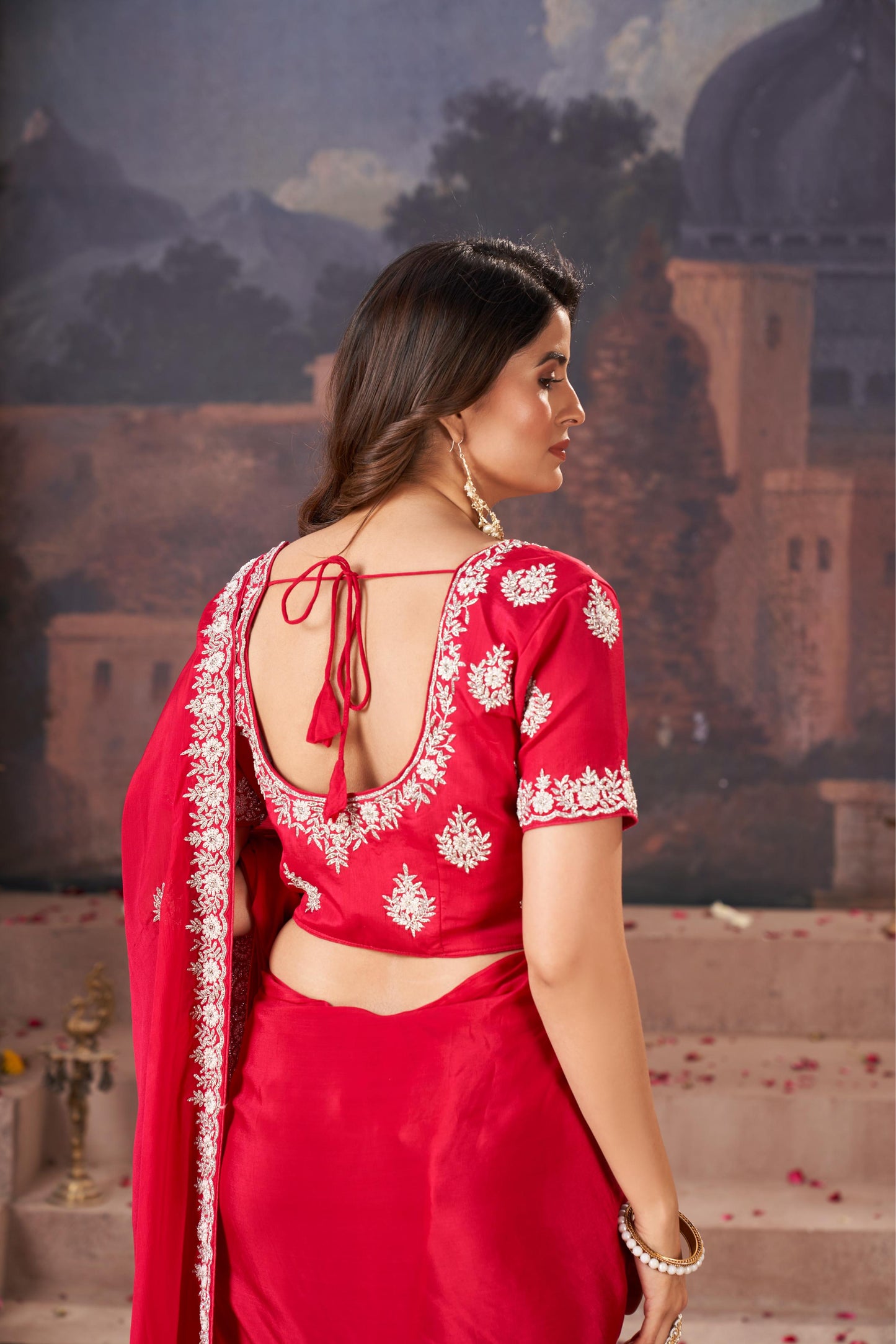 Royal Crimson Chinnon Saree