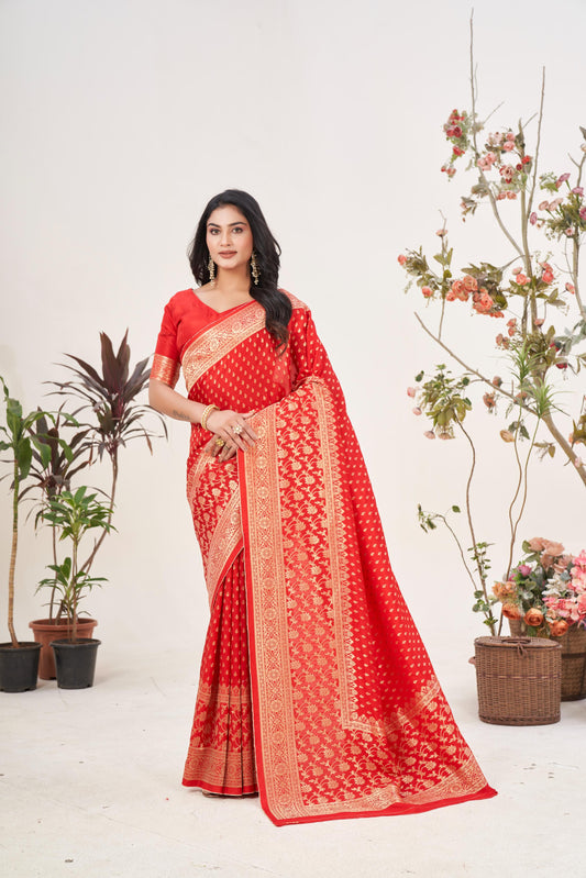 Classic Red Khaddi Silk Saree