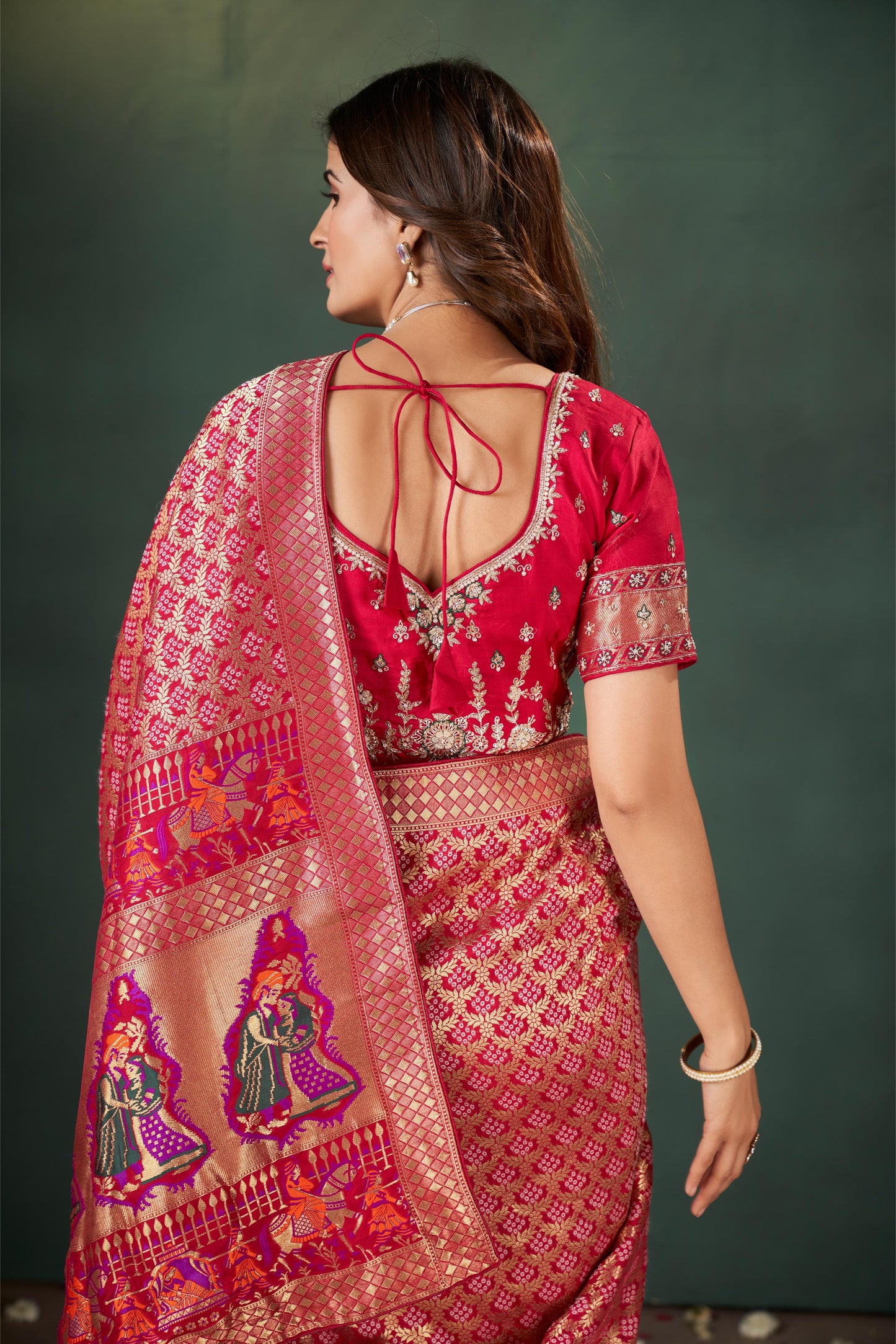 Graceful Rani Khaddi Silk Saree with Zardozi Work Blouse