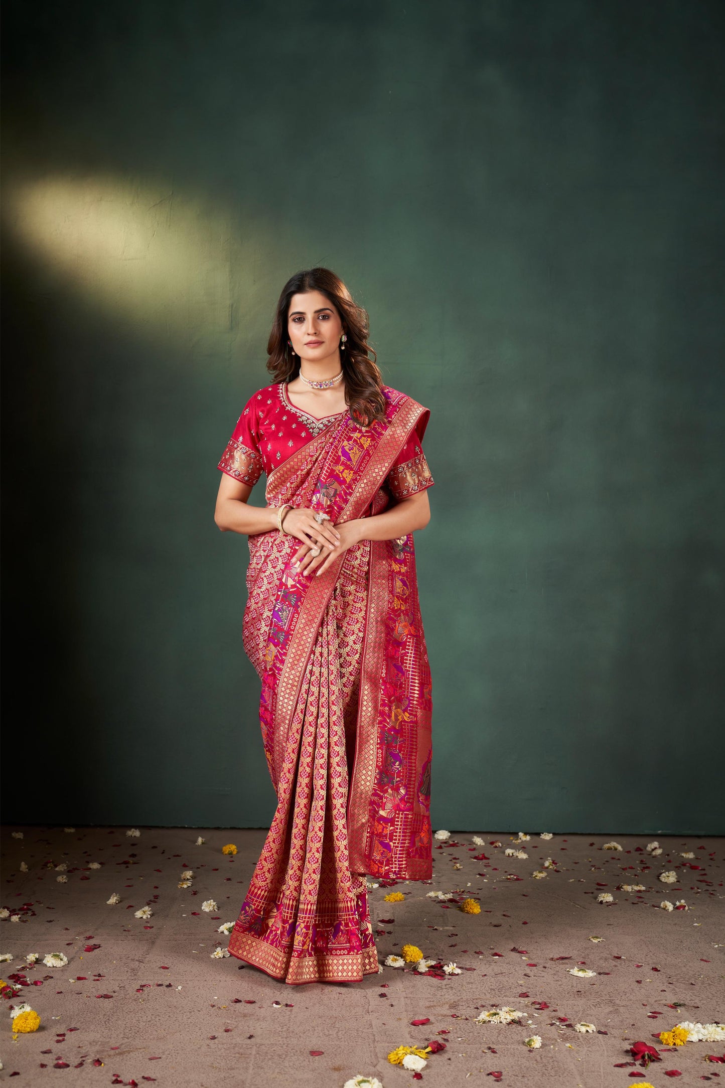 Graceful Rani Khaddi Silk Saree with Zardozi Work Blouse