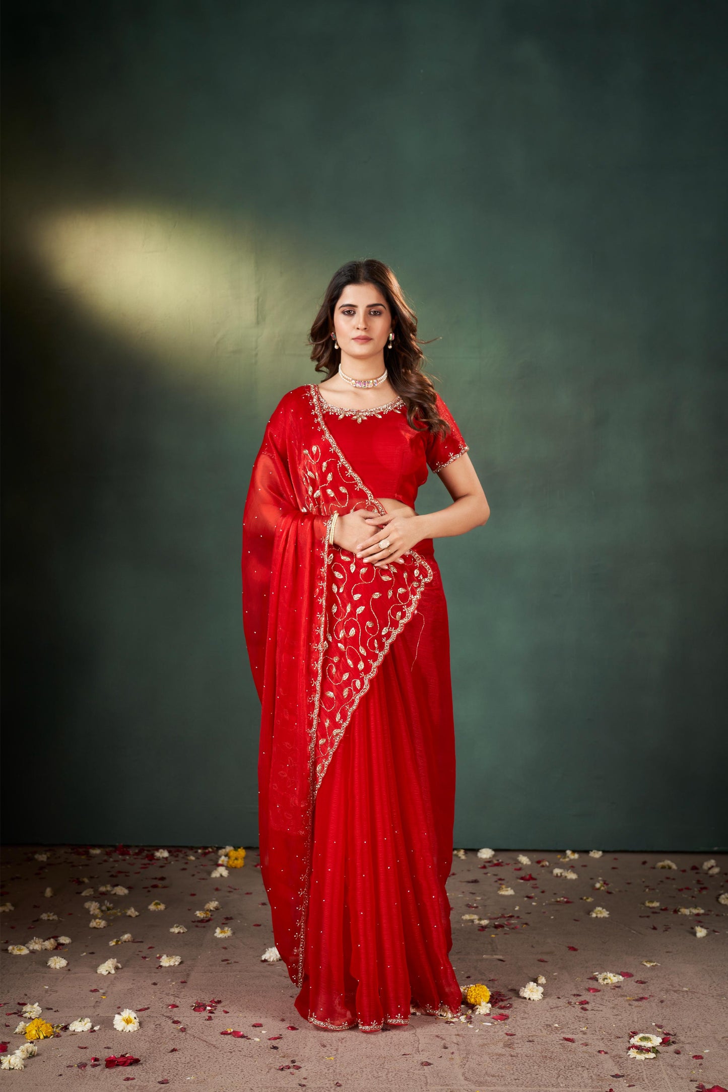 Captivating Reddish Maroon Crush Tissue Saree with Zarkan Border