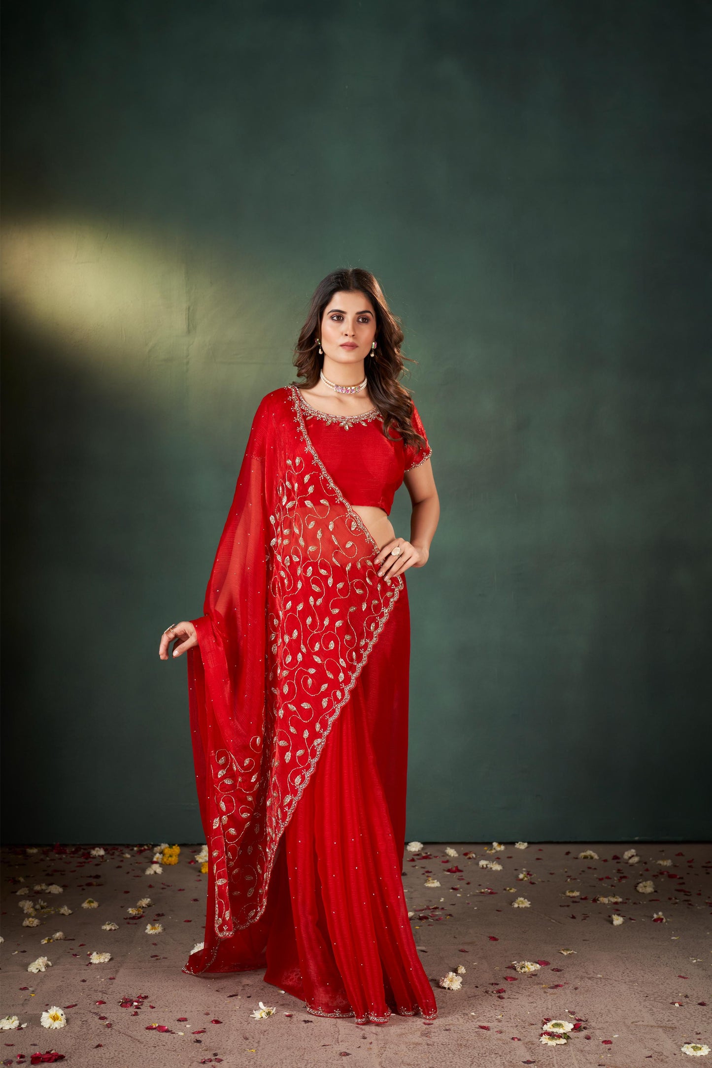 Captivating Reddish Maroon Crush Tissue Saree with Zarkan Border