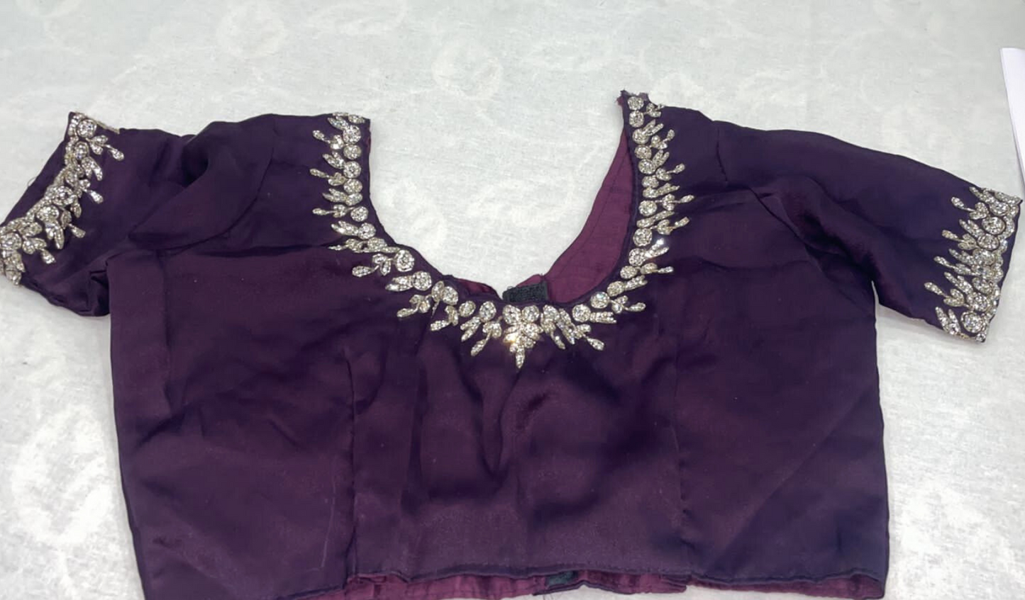 Regal Purple Saree with Heavy Zarkan & Cutdana Work on Satin Fabric